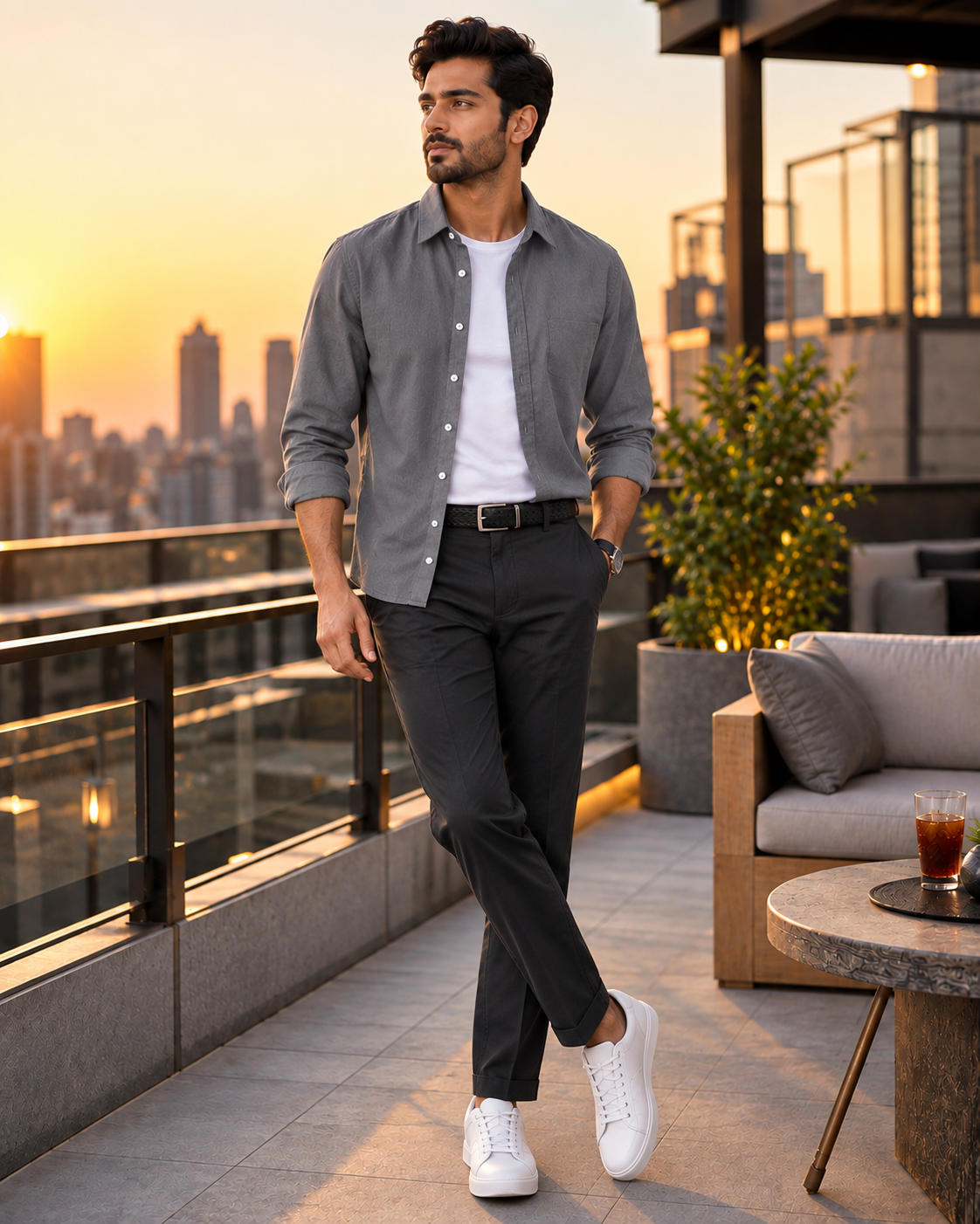 Cotton Chambray Double Shirt – Silver Grey