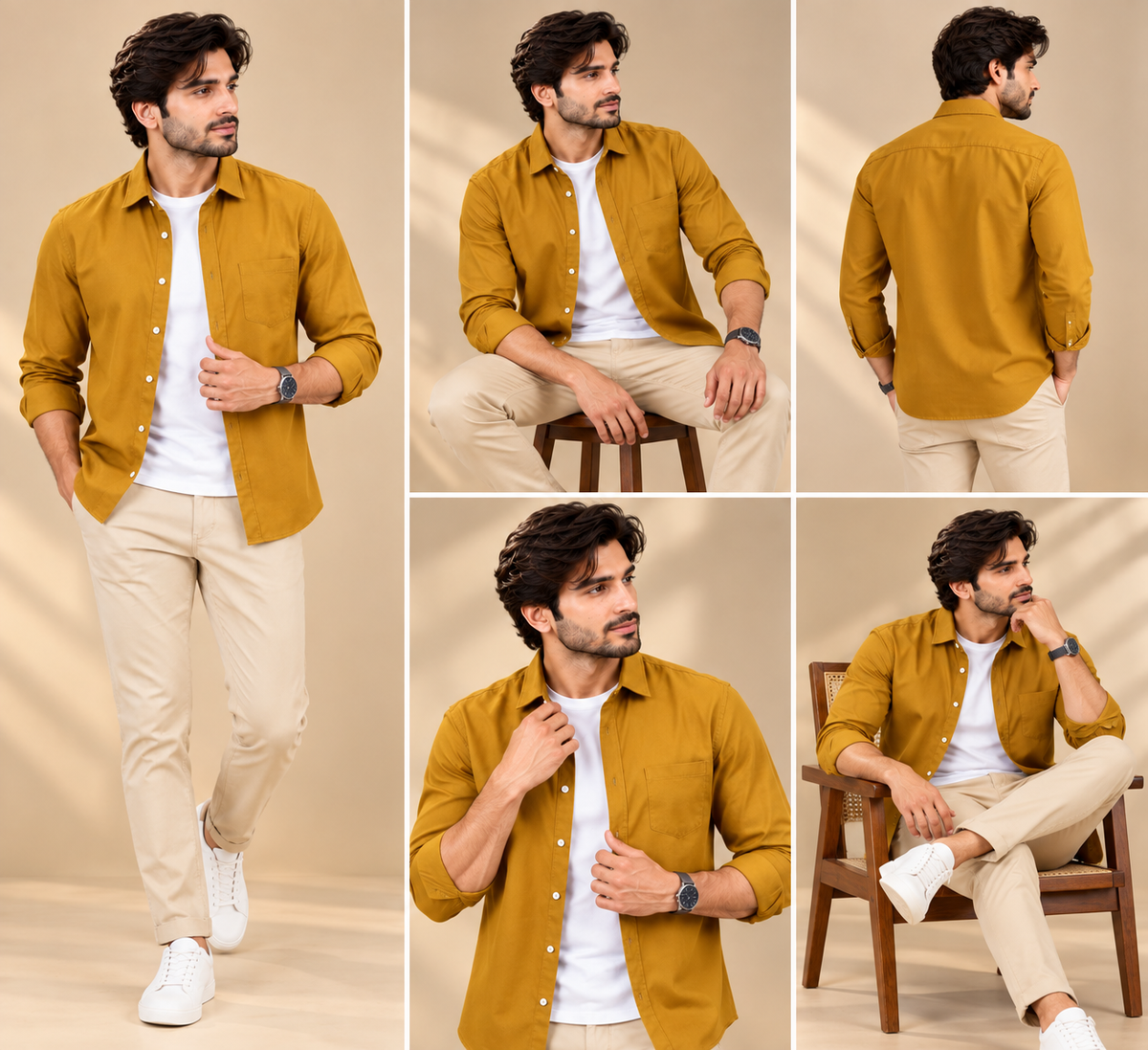 Cotton Chambray Double Shirt – Mustard